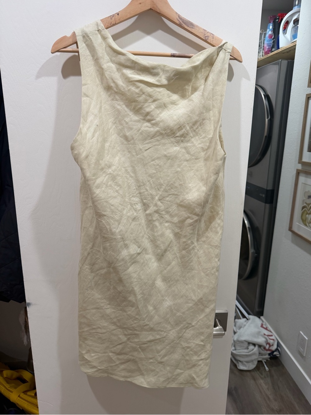 DISSH Cream Sleeveless Midi Linen Dress